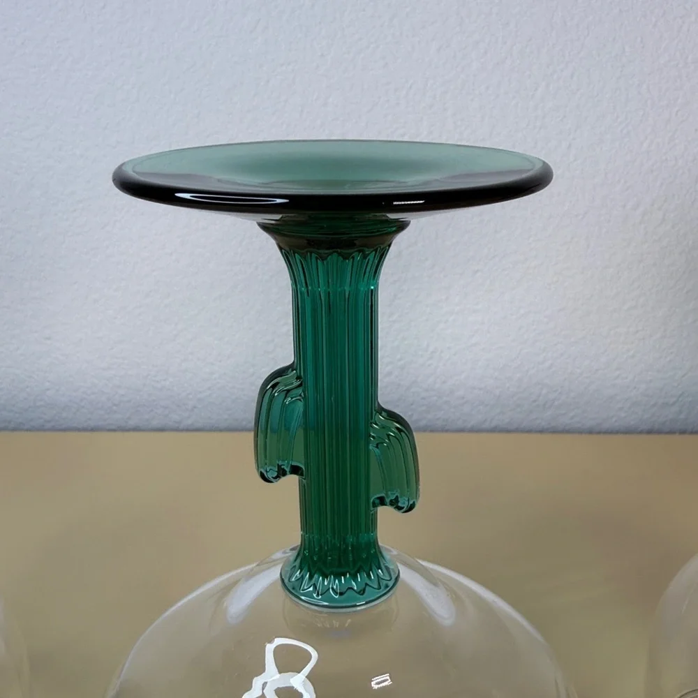 Southwestern Set of 4 Cactus Stem Margarita Glasses